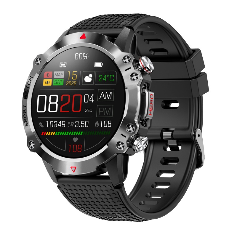 KR10 Smart Watch Round Screen Oxygen Monitoring Bluetooth Call Outdoor Step Counting Weather Heart Rate Blood Pressure_voghion.com