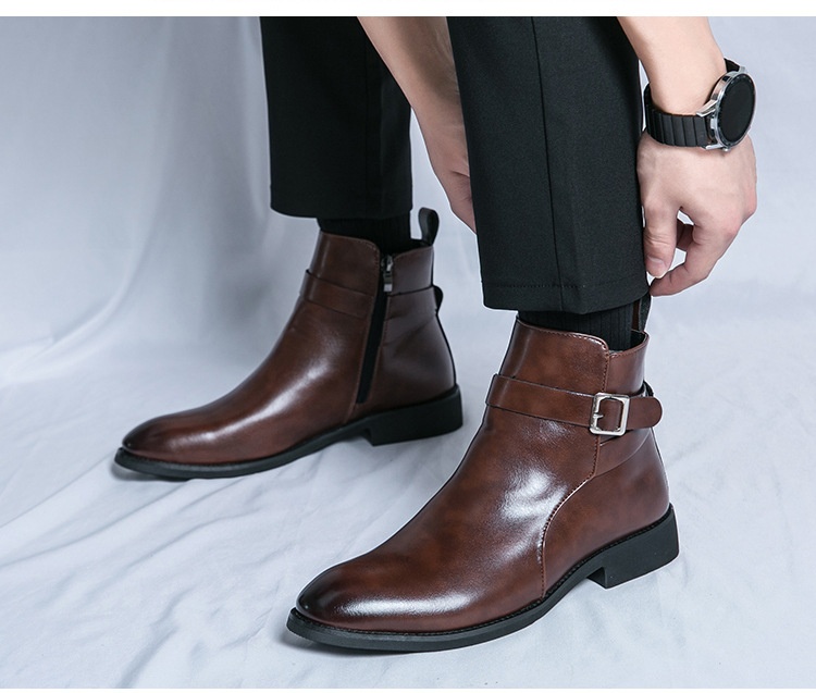 Britische High Top Lackleder Stiefel Für Herren Freizeitschuhe_voghion.com