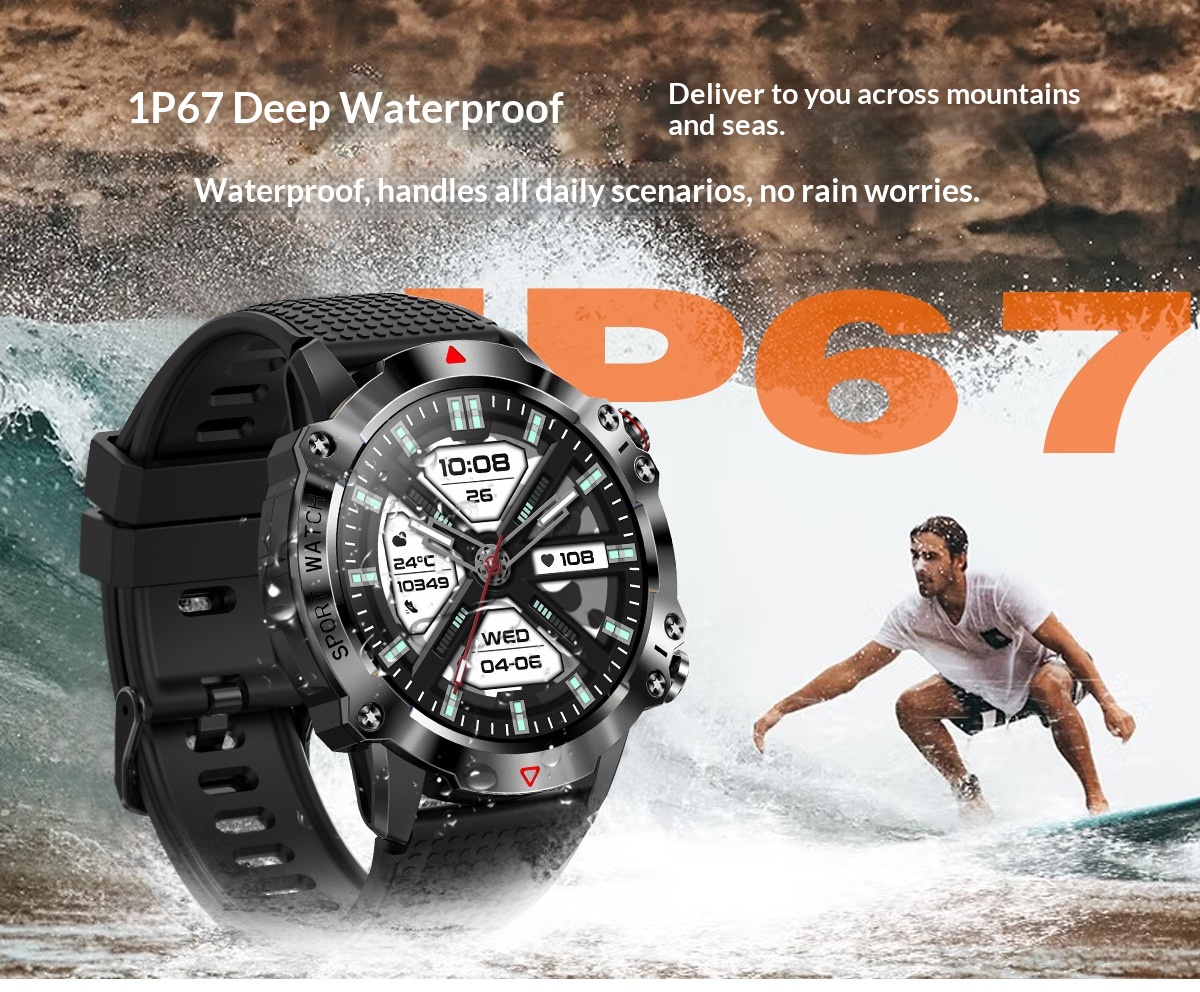 Smartwatch med rund skärm bluetooth samtal och pulsmätare_voghion.com