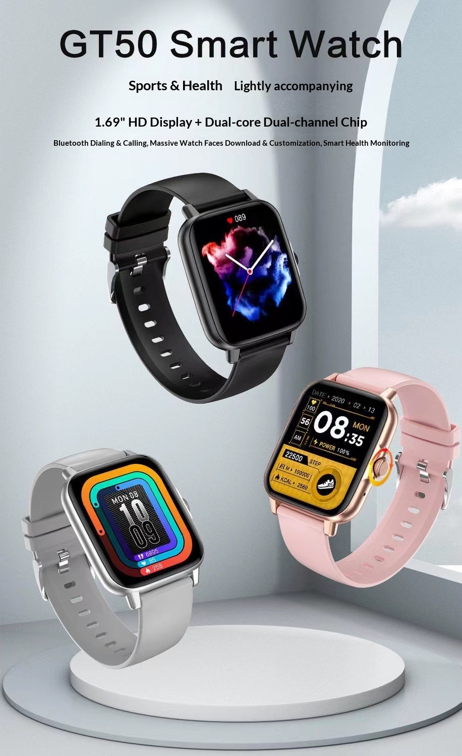 Smartwatch Mit Bluetooth-telefonie Herzfrequenz- Und Blutdruckmesser_voghion.com