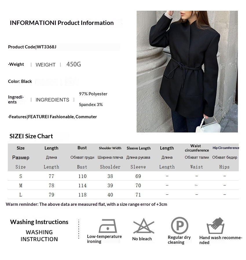 Eleganter Blazer Mit Bindegürtel Für Damen Tailliert Geschnitten_voghion.com