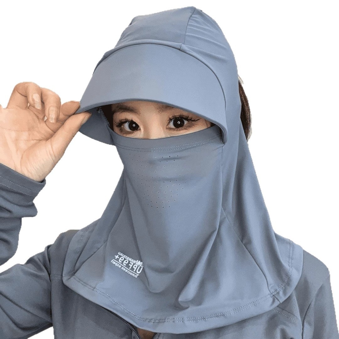 PeakGo Full Face New Integrated Sun Hat Outdoor Cycling Head Cover Summer Ice Silk Mask UV Protection_voghion.com