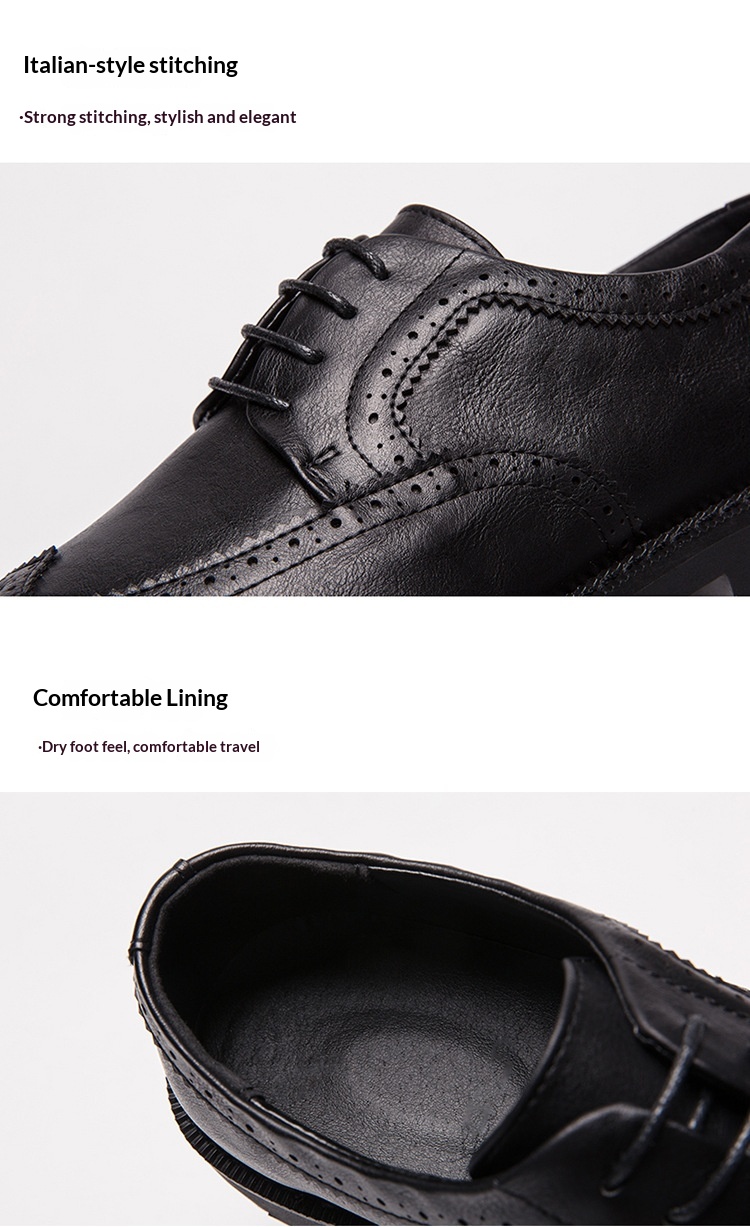 Cross-Border Men's Leather Large Size Spring New Low-Top Lace-Up Brogue Carved Casual Single European And American_voghion.com