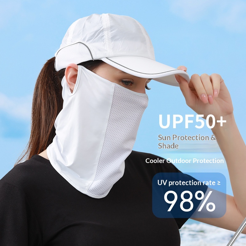 PeakGo Ice Silk Sun For Women, Summer UV Protection Ear-Hanging Neck Guard Face Mask, Thin Cycling Golf Mask_voghion.com