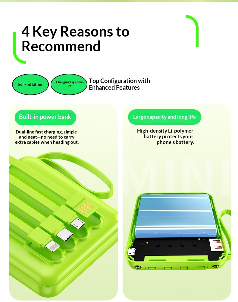 Mobile Powerbank 10000mah Mit Integriertem Kabel Und Display_voghion.com