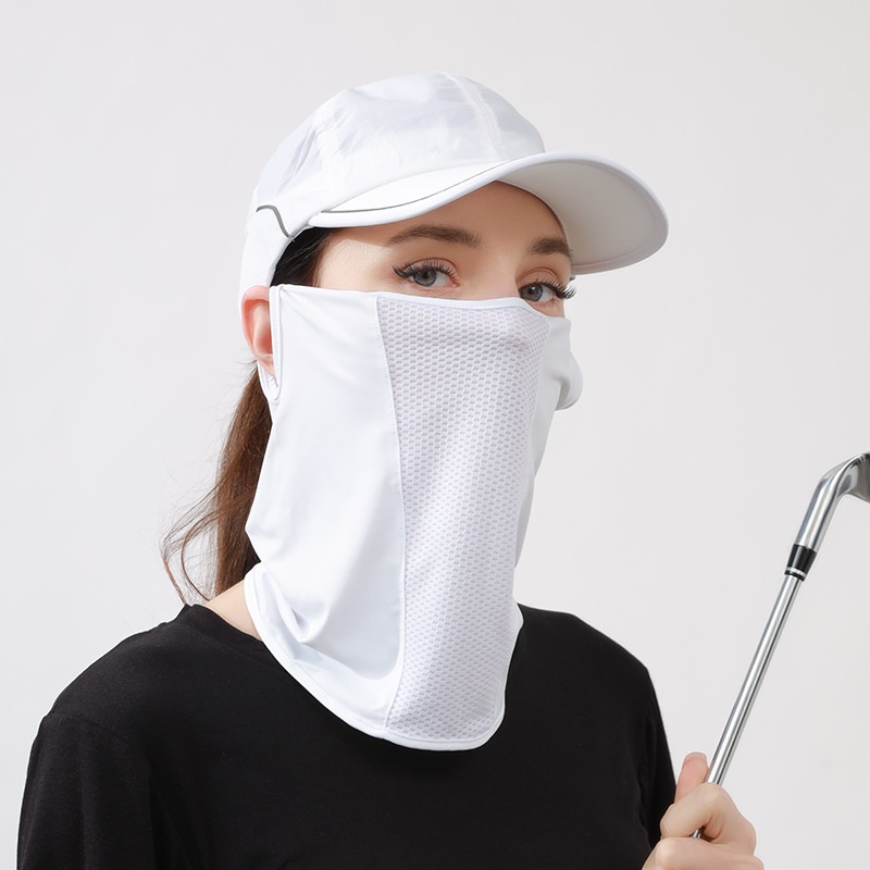 PeakGo Ice Silk Sun For Women, Summer UV Protection Ear-Hanging Neck Guard Face Mask, Thin Cycling Golf Mask_voghion.com