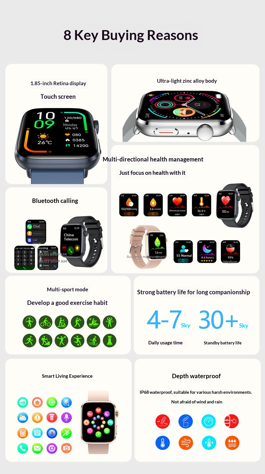 Smartwatch met bluetooth bellen gezondheids- en temperatuurmonitor_voghion.com