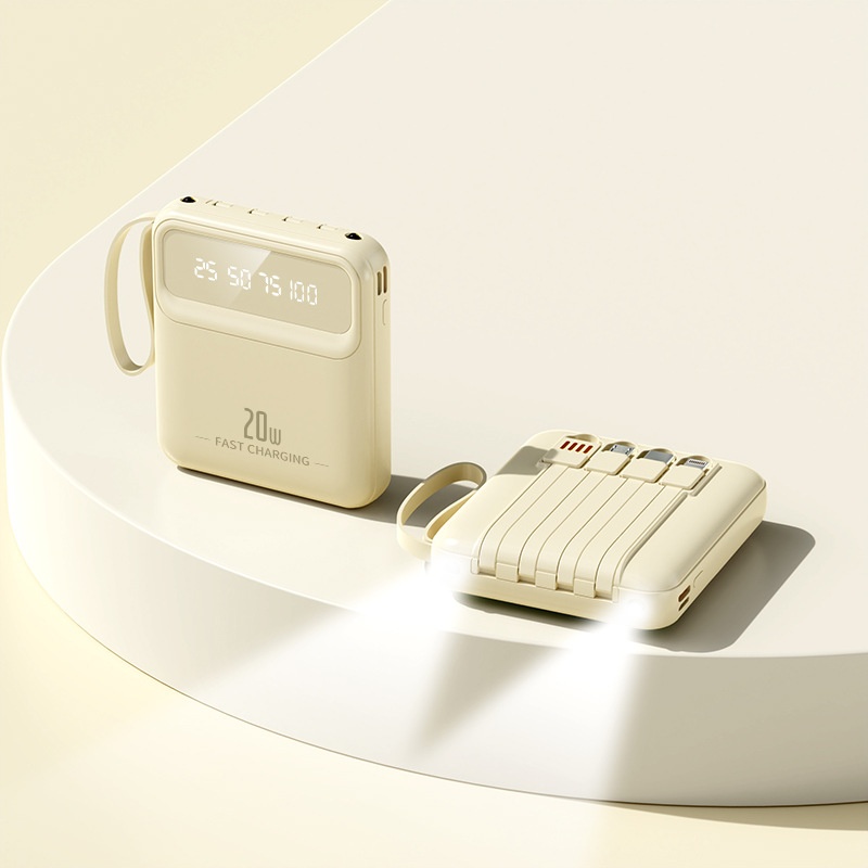 CyberGear Cross-border Portable Bank mit integriertem Kabel, großer Kapazität von 10000mAh, Digitalanzeige, mobiler Stromquelle_voghion.com