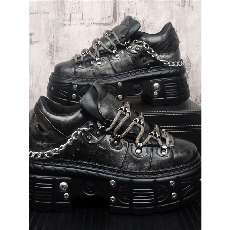 European Men's Retro Derby Thick-soled, Trendy Street Fashion Casual Shoes, Popular Online, With 10cm Metal Height_voghion.com