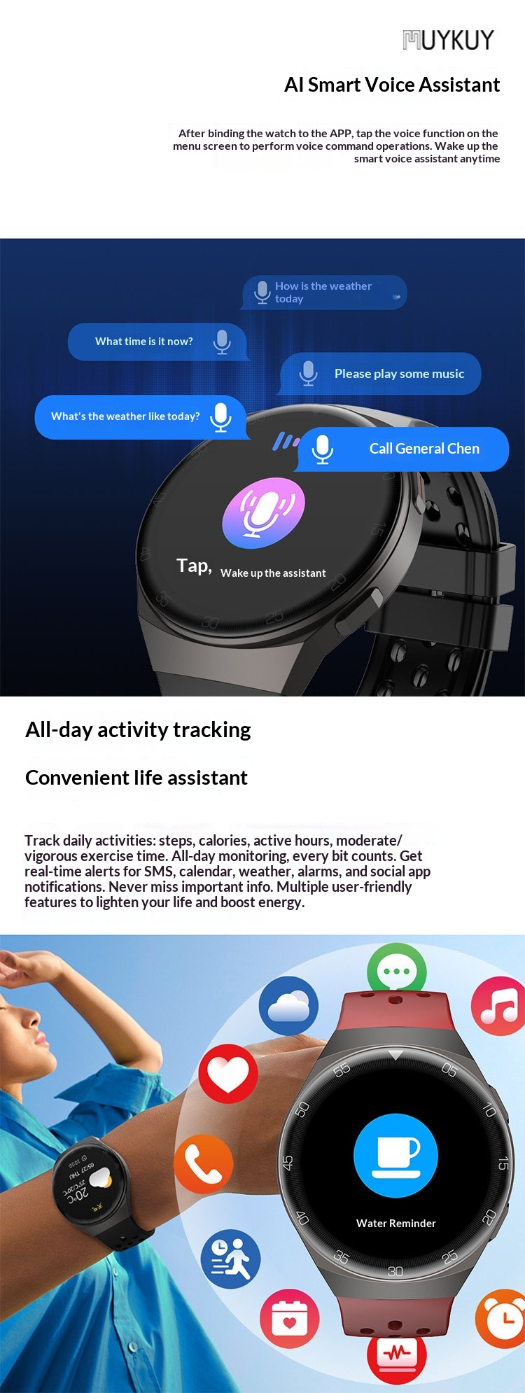 Smartwatch Mit Herzfrequenz- Und Blutdruckmesser Sowie Bluetooth-anruf_voghion.com