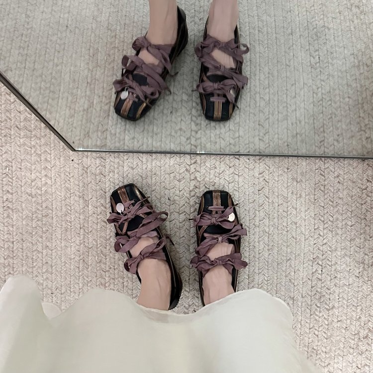 Women's Square Toed Ballet Dance Shoes With Bow Tie Soft Sole_voghion.com