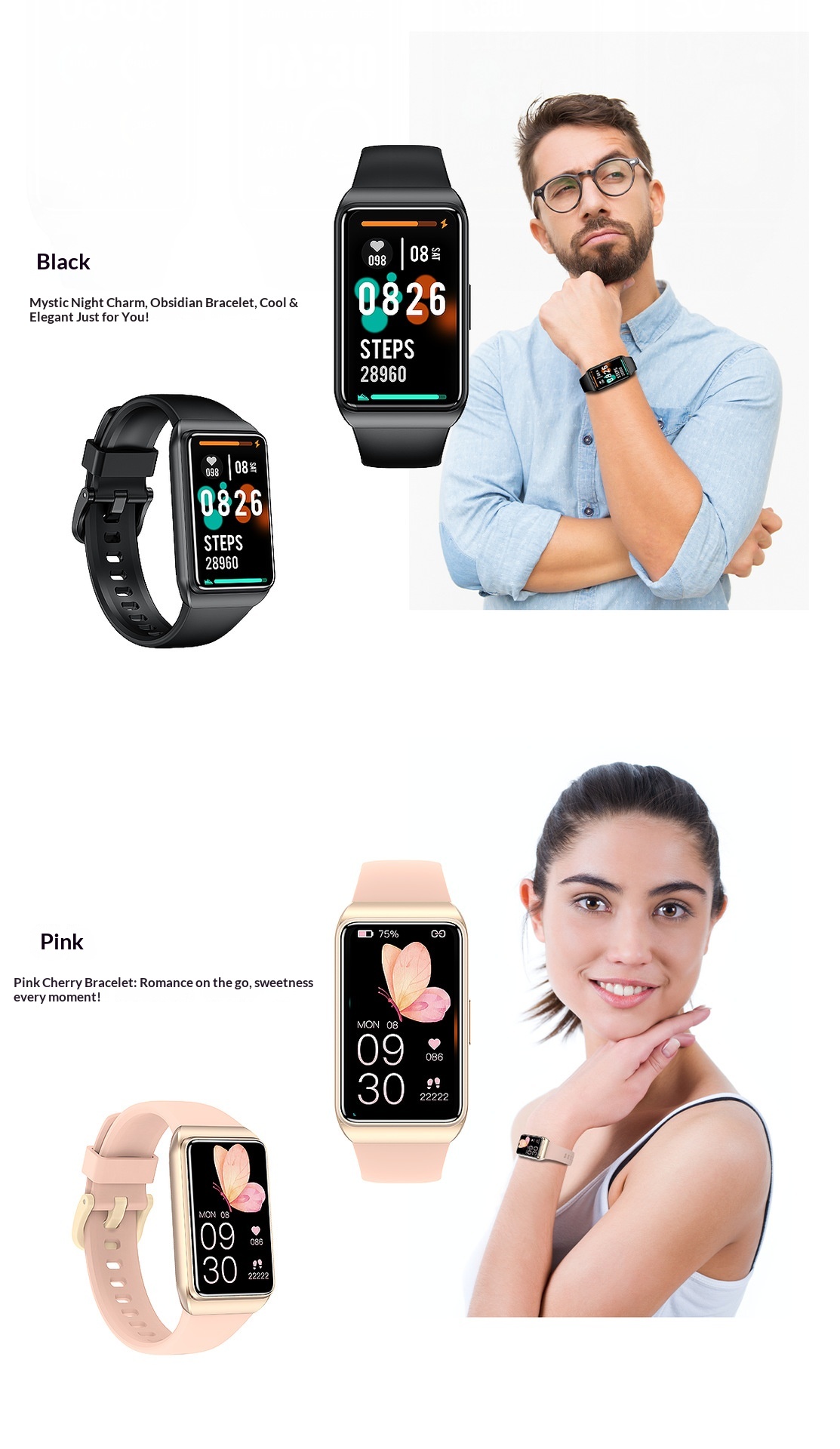 Smart Bracelet Mit Herzfrequenz- Und Schlafüberwachung Touchscreen_voghion.com
