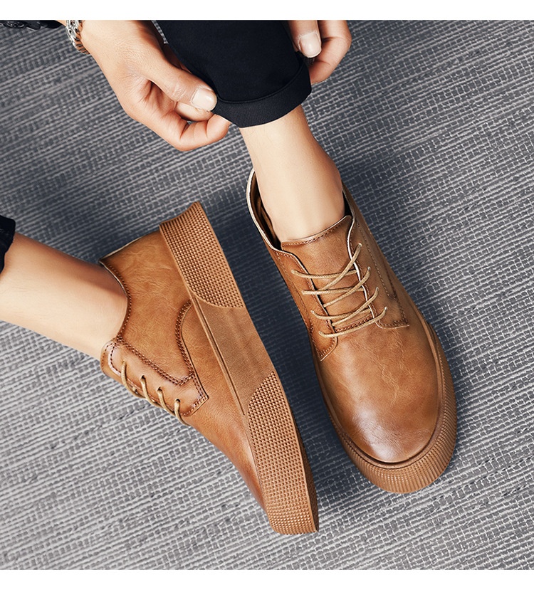 Retro Men's Lace-up Sneakers With Thick Soles Casual Shoes_voghion.com