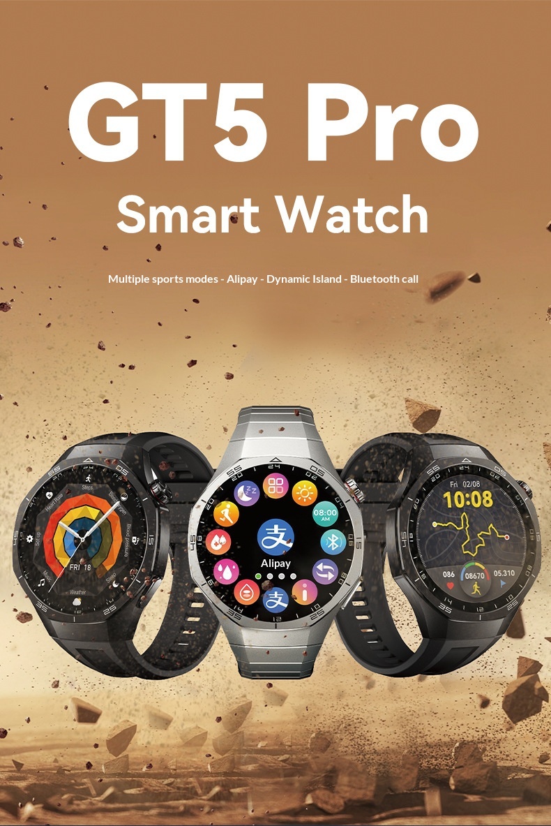 Smartwatch gt5p con ricarica wireless chiamate bluetooth ed nfc_voghion.com