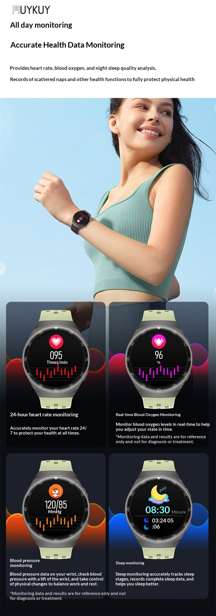 Smartwatch Mit Herzfrequenz- Und Blutdruckmesser Sowie Bluetooth-anruf_voghion.com