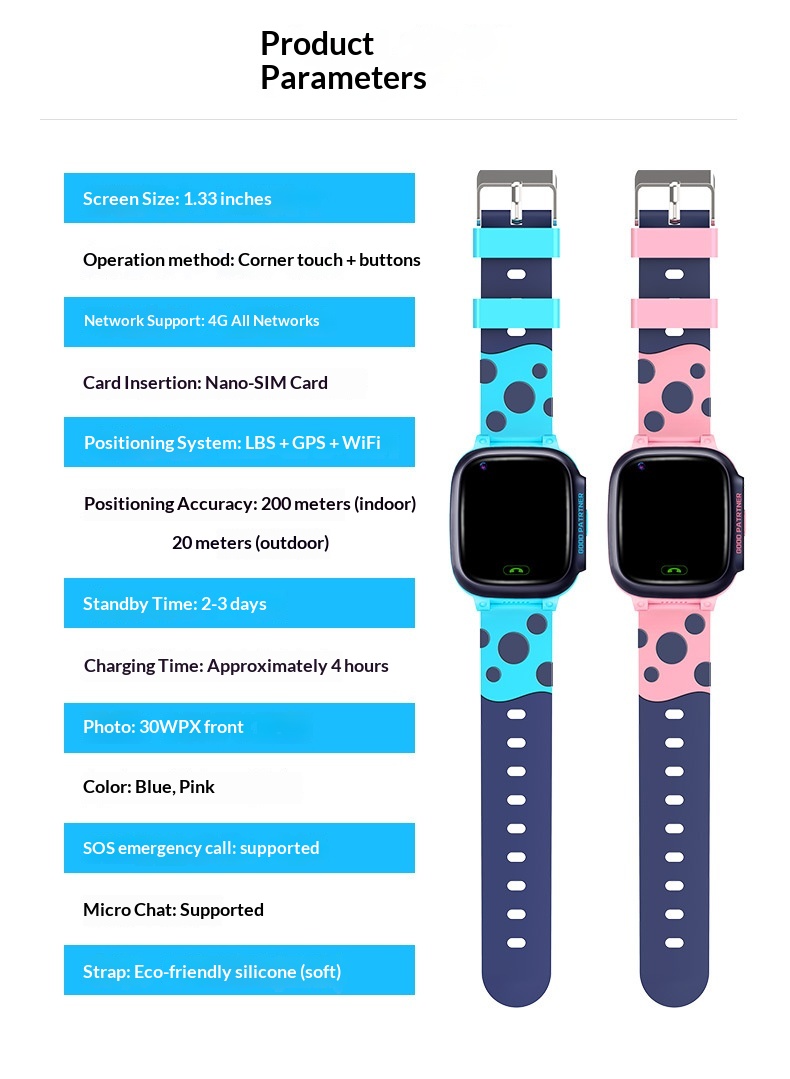 Kindersmartwatch met diepe waterdichtheid, wereldwijde 4G-ondersteuning, GPS-positionering, betaalfunctie, video en vreemde talen_voghion.com