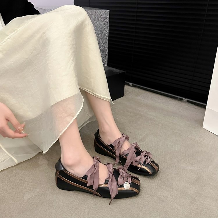 Women's Square Toed Ballet Dance Shoes With Bow Tie Soft Sole_voghion.com