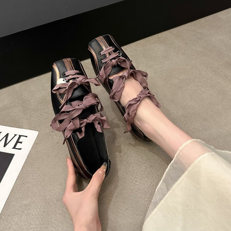 Women's Square Toed Ballet Dance Shoes With Bow Tie Soft Sole_voghion.com