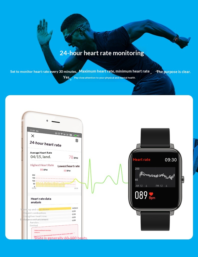 Smartwatch Mit Herzfrequenz- Und Blutsauerstoffmessung Bluetooth_voghion.com