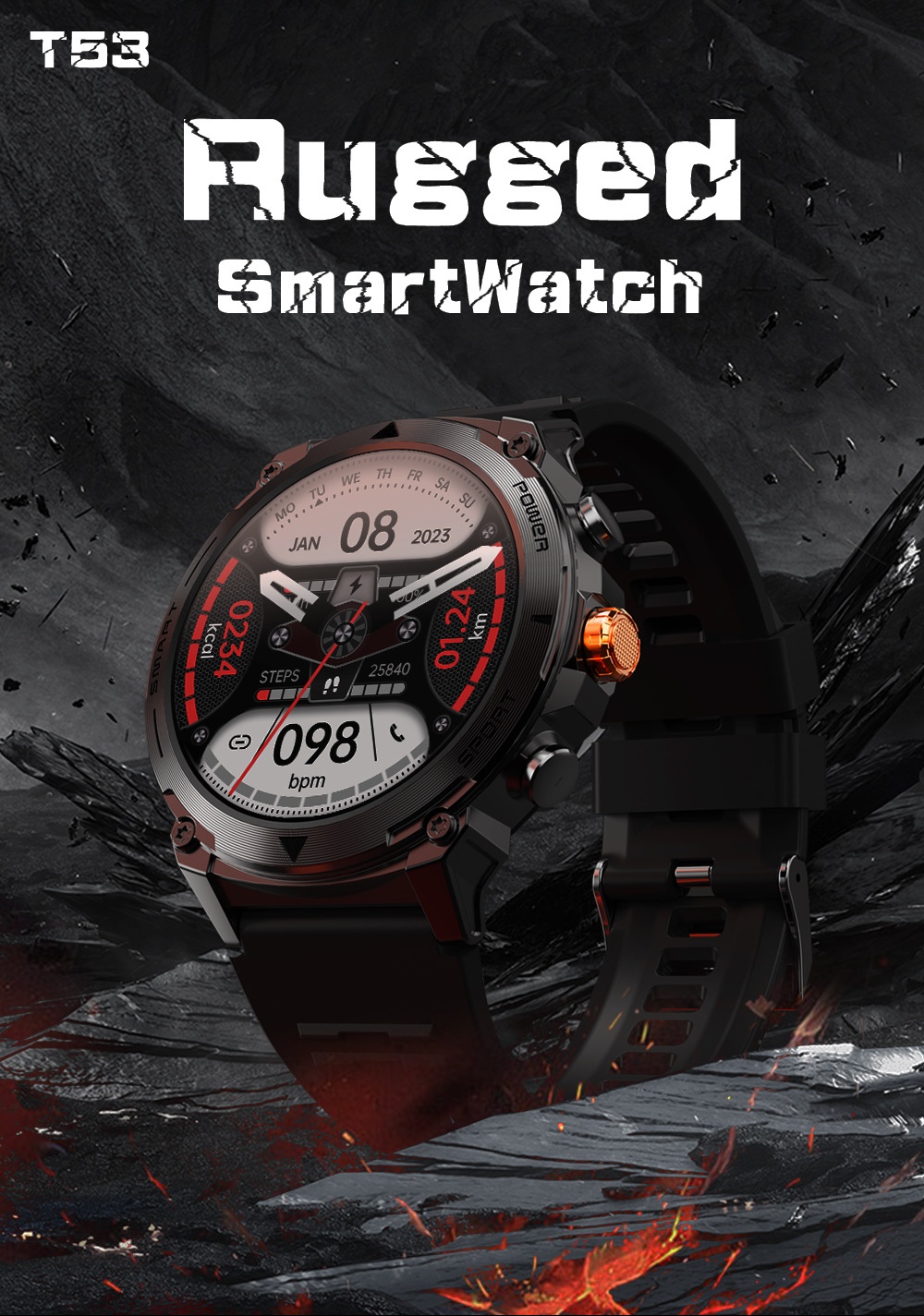 Smartwatch T53 Outdoor Bluetooth Amoled Pulsmessung Blutdruck_voghion.com