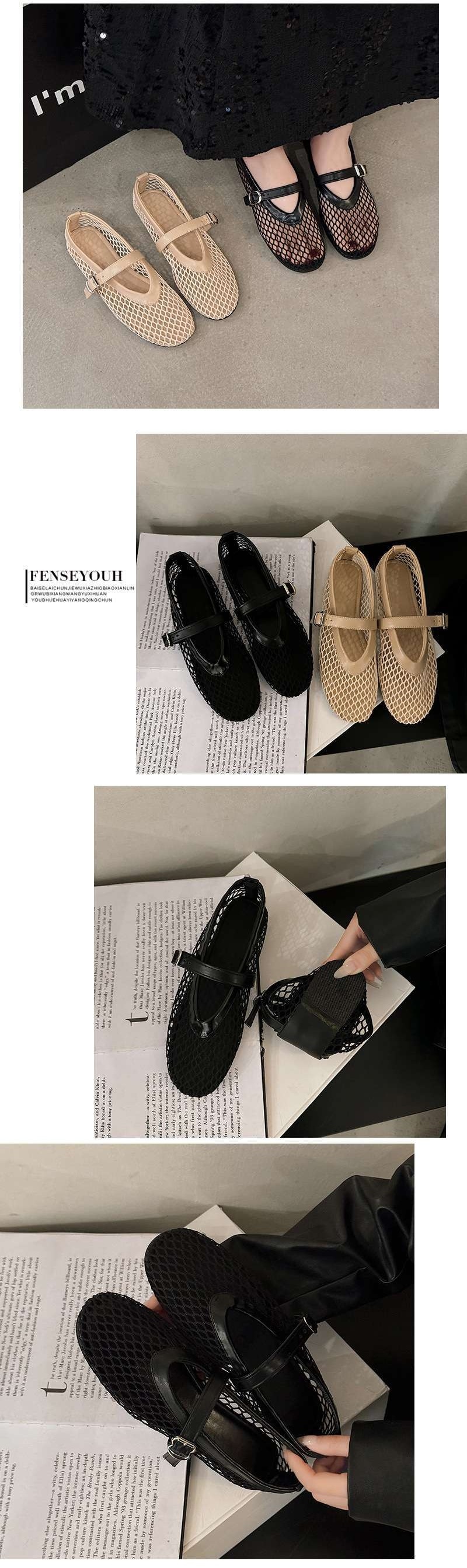 Ballet dansschoenen voor dames mary jane visnet sandalen_voghion.com