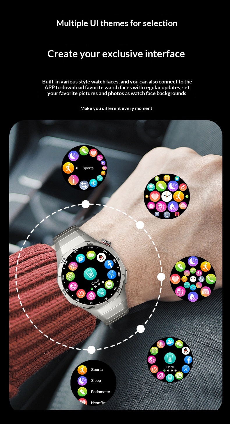 Smartwatch gt5p con ricarica wireless chiamate bluetooth ed nfc_voghion.com