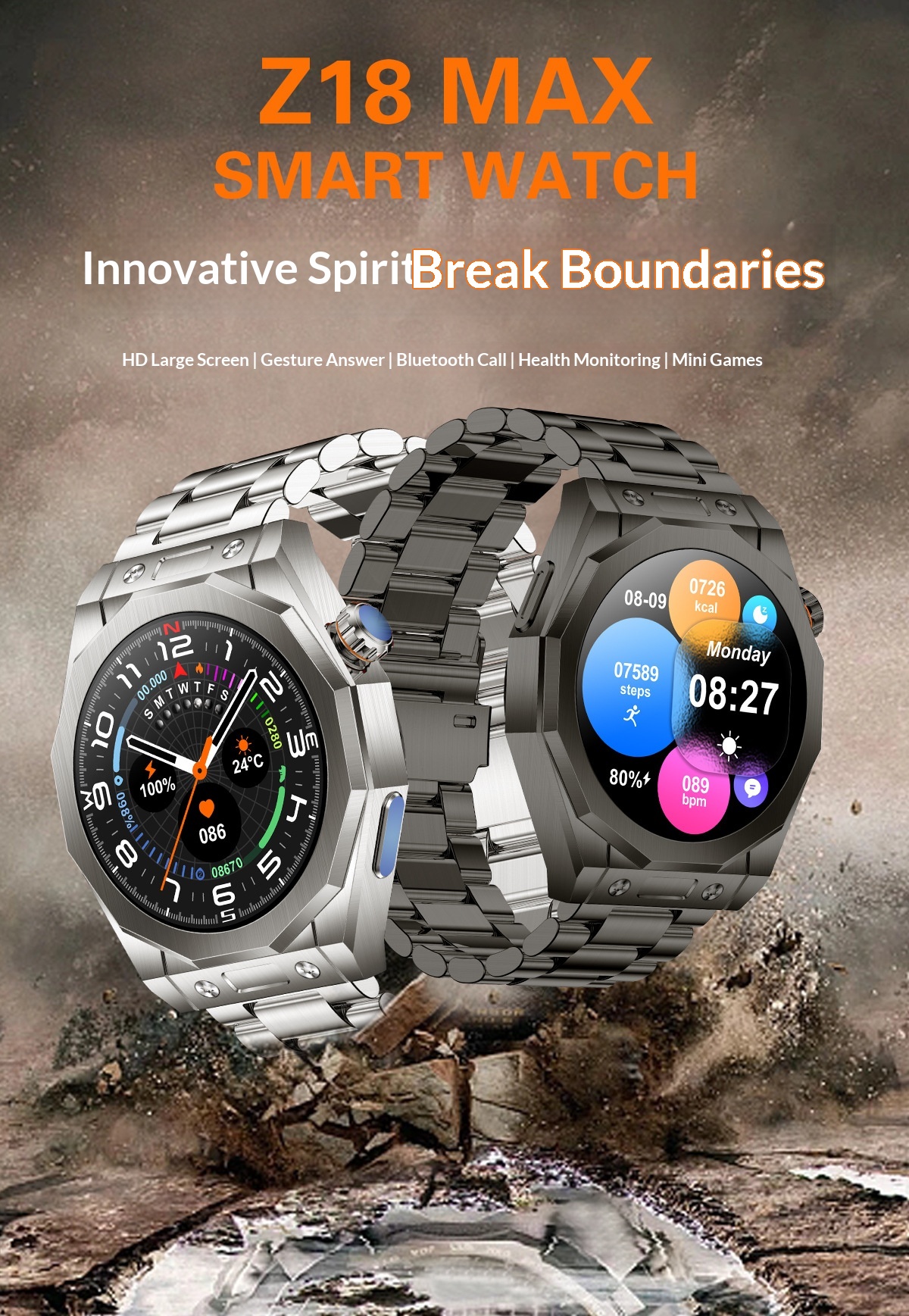 Okosóra z18max bluetooth hívással és pulzusmérővel_voghion.com