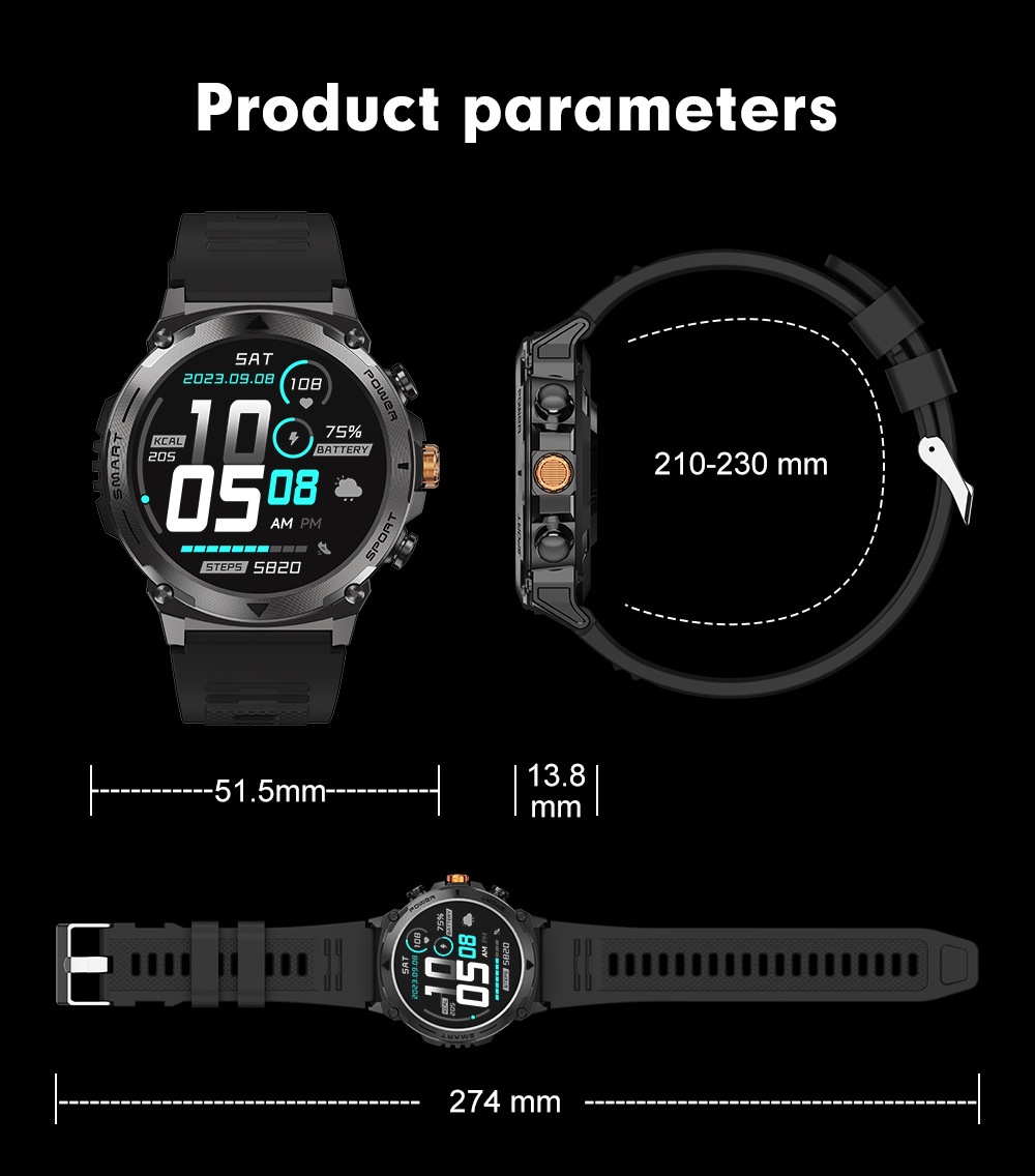 Smartwatch T53 Outdoor Bluetooth Amoled Pulsmessung Blutdruck_voghion.com