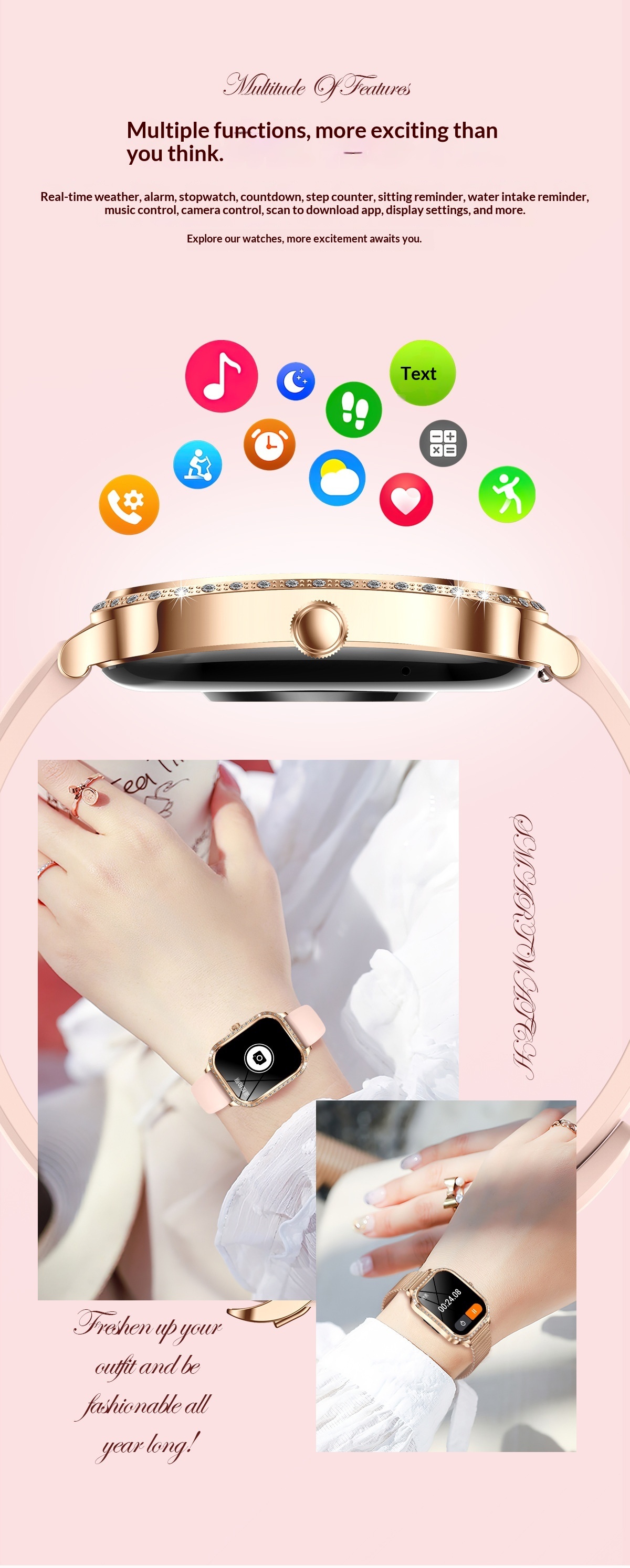 Smartwatch For Women With Bluetooth Calling And Health Tracking_voghion.com