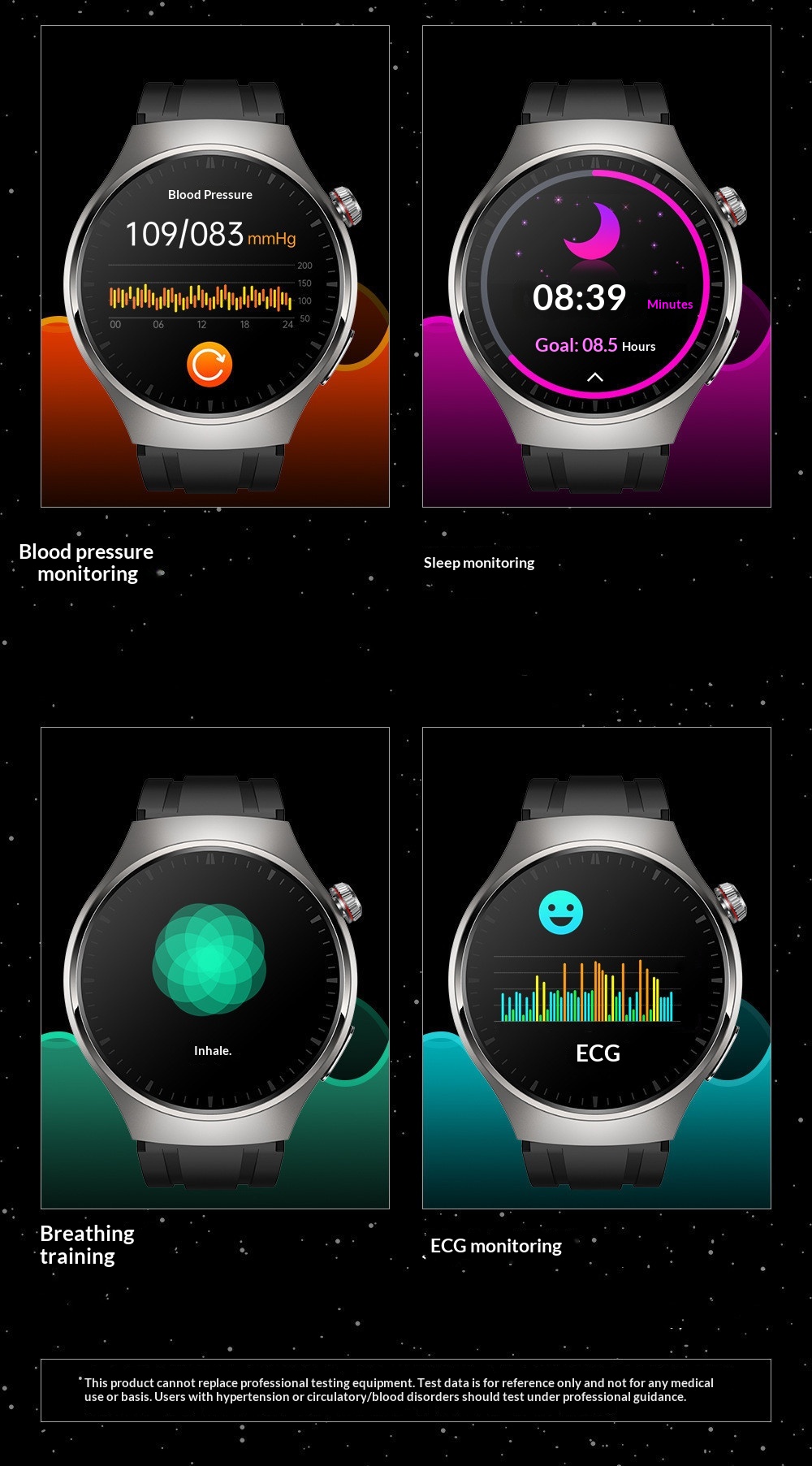 Smartwatch med blodsukkermåler blodtryk og bluetooth nfc_voghion.com