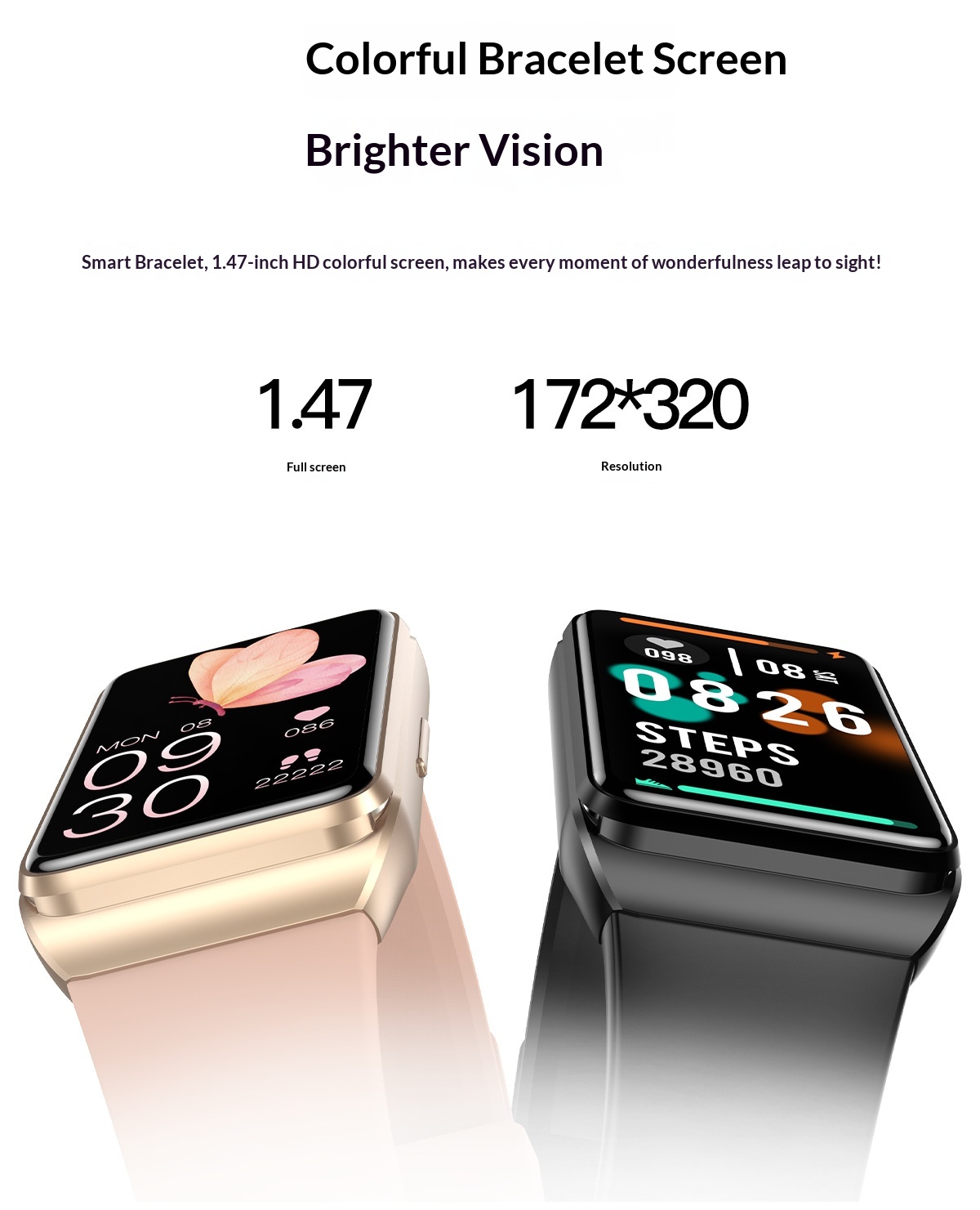 Smart Bracelet Mit Herzfrequenz- Und Schlafüberwachung Touchscreen_voghion.com