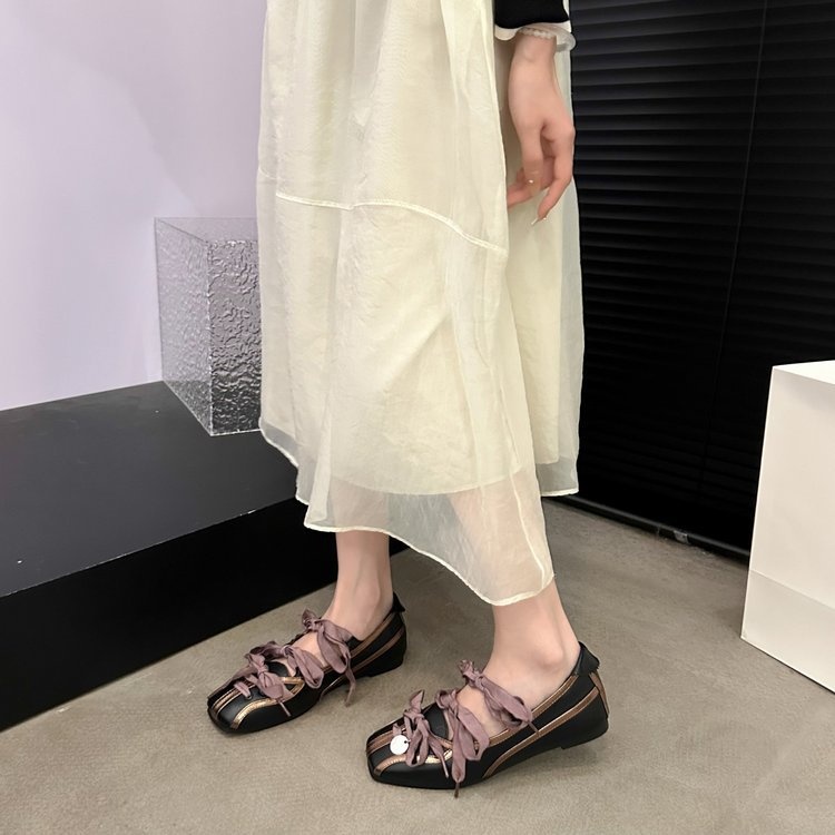 Women's Square Toed Ballet Dance Shoes With Bow Tie Soft Sole_voghion.com