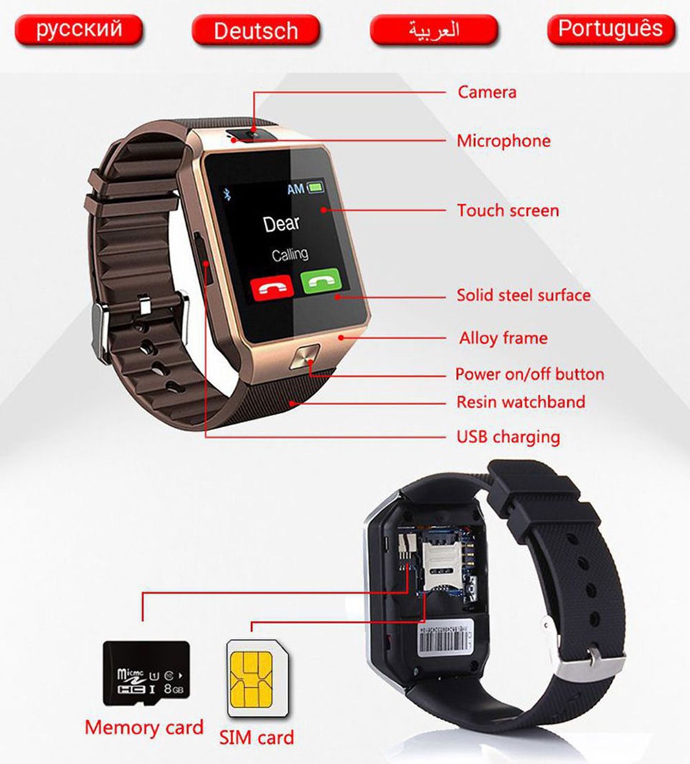 Dz09 Smartwatch Mit Sim-karten-slot Und Bluetooth-funktion_voghion.com