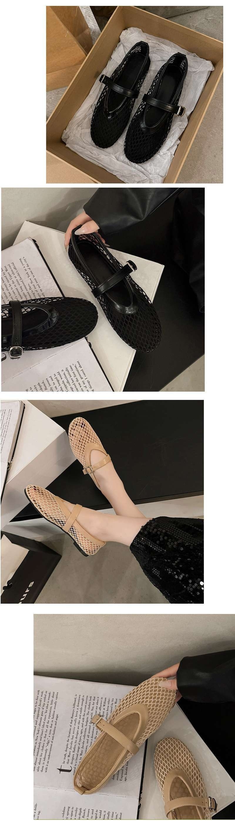 Ballet dansschoenen voor dames mary jane visnet sandalen_voghion.com
