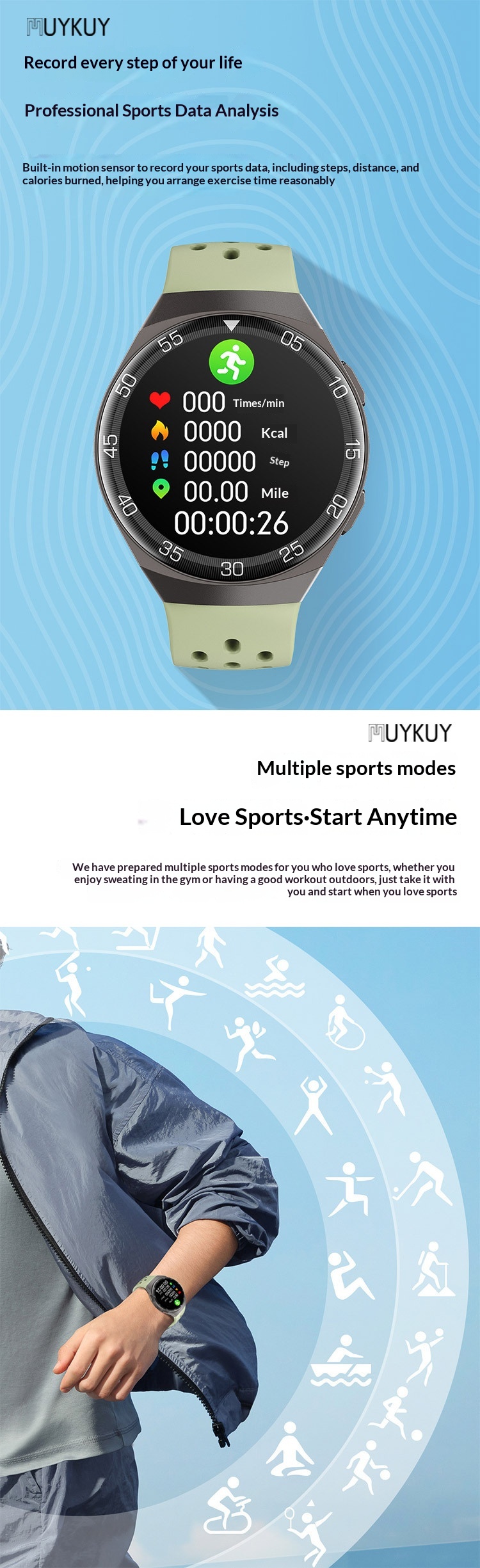 Smartwatch Mit Herzfrequenz- Und Blutdruckmesser Sowie Bluetooth-anruf_voghion.com