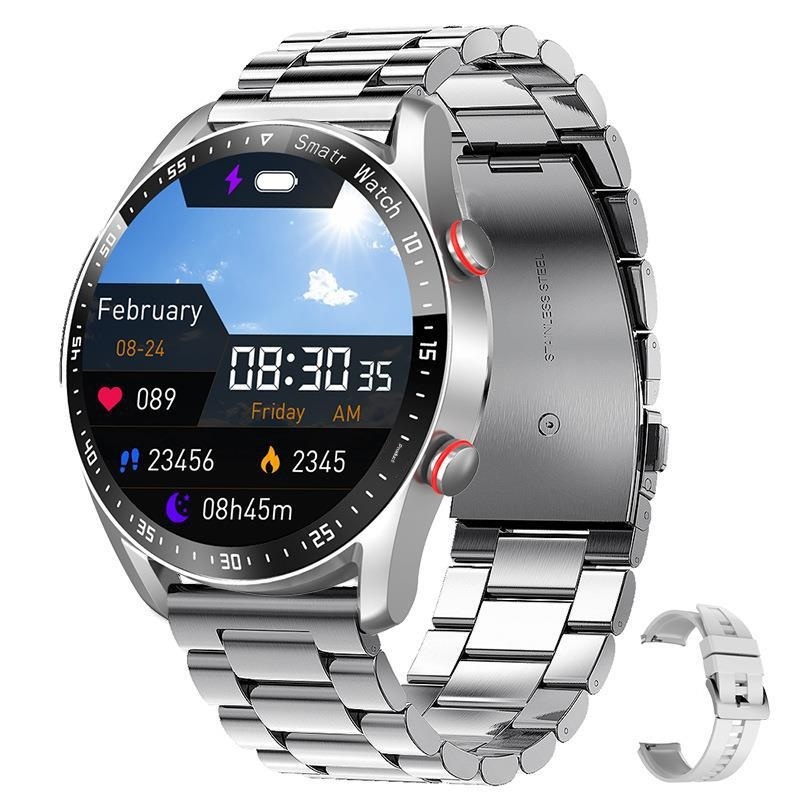 Orologio intelligente HW20 ECG+PPG Business con cinturino in acciaio inossidabile, schermo grande da 1,46 pollici, chiamata Bluetooth_voghion.com