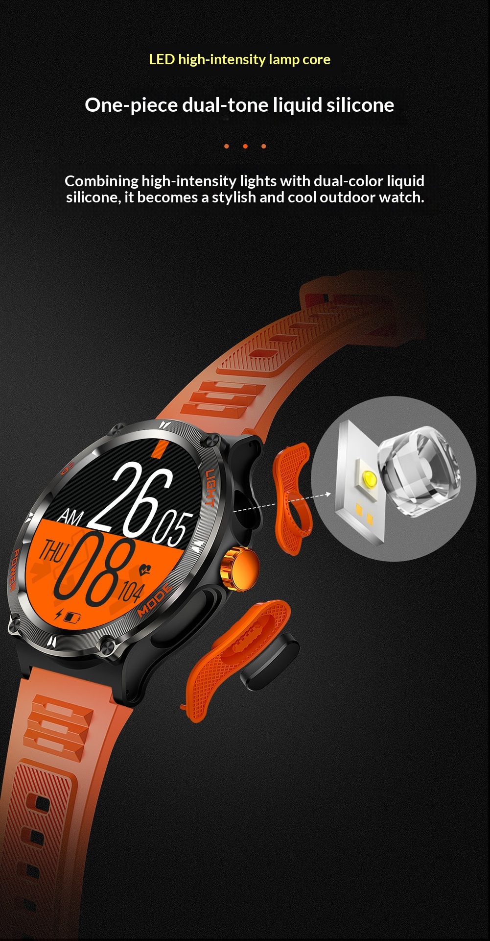 Smart Led Beleuchtung Uhr Mit Gesundheitsmonitor Und Wasserdicht_voghion.com