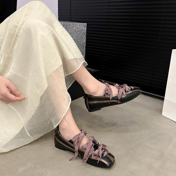 Women's Square Toed Ballet Dance Shoes With Bow Tie Soft Sole_voghion.com