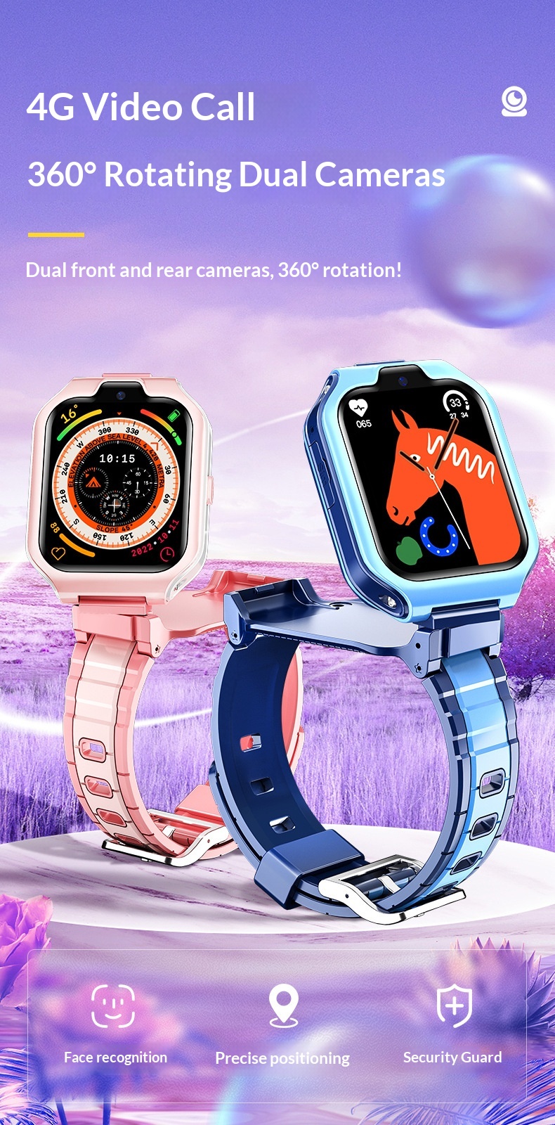 4G Full Netcom HD Video Call Smart GPS Real-time Positioning Class Disabled Children's Watch_voghion.com