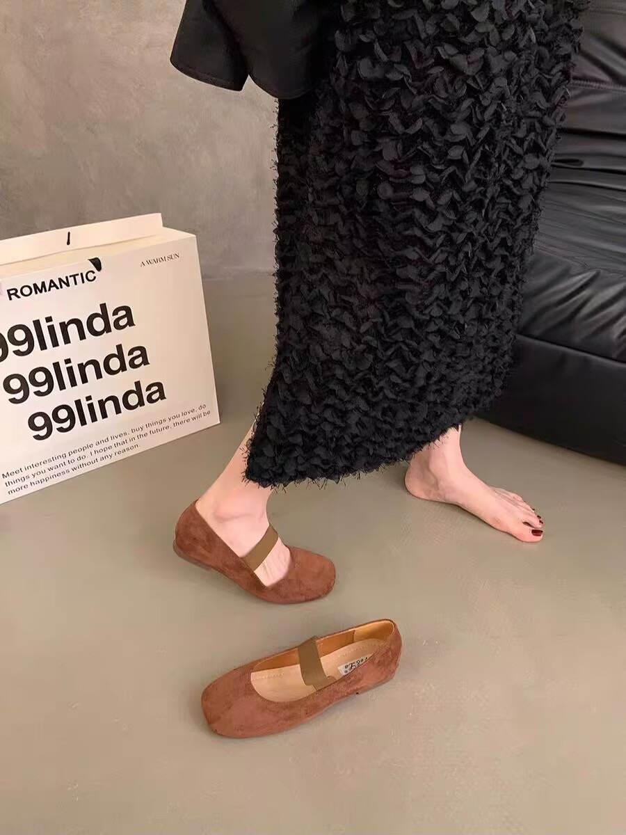 Retro dansskor för kvinnor med rosett och mjuk sula_voghion.com