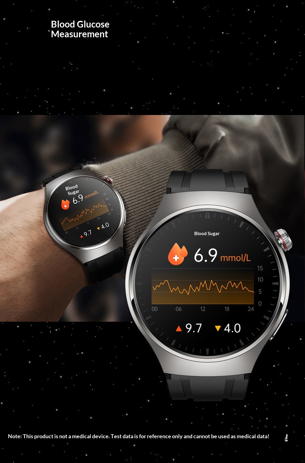 Smartwatch med blodsukkermåler blodtryk og bluetooth nfc_voghion.com