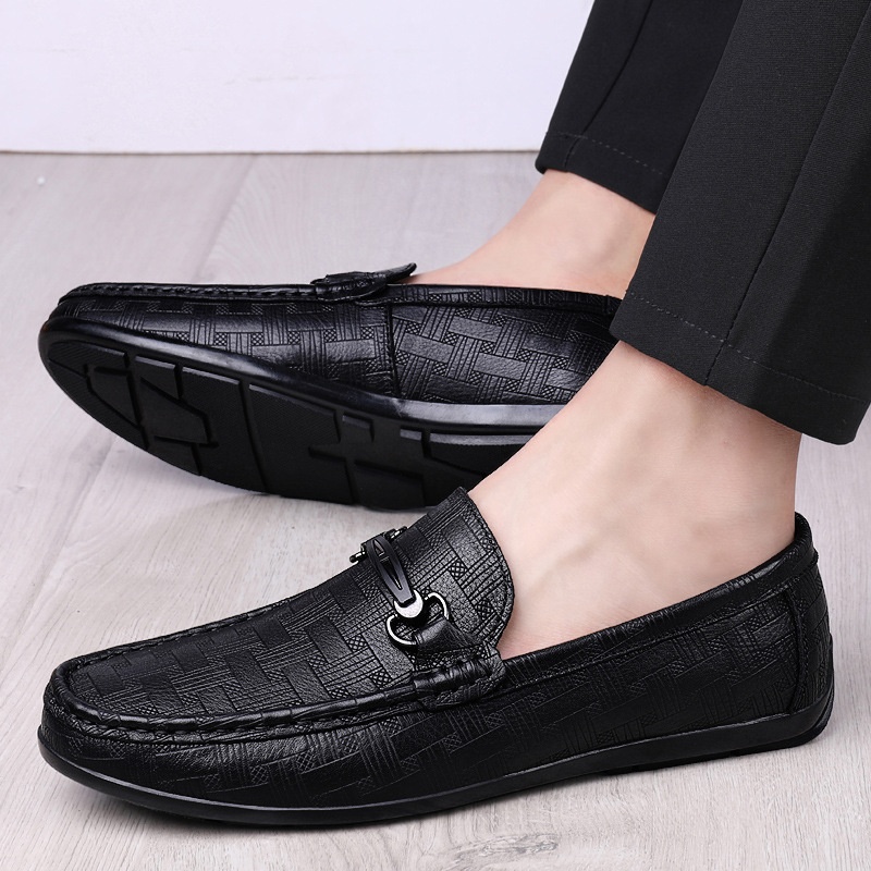 0045 Herren-Loafer, flache Leder-Slipper, knöchelhoch, europäischer und amerikanischer Stil, Fahrschuhe, Freizeitschuhe_voghion.com