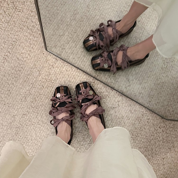 Women's Square Toed Ballet Dance Shoes With Bow Tie Soft Sole_voghion.com