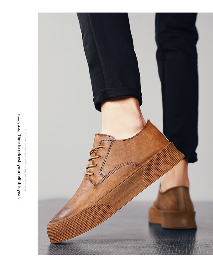 Retro Men's Lace-up Sneakers With Thick Soles Casual Shoes_voghion.com