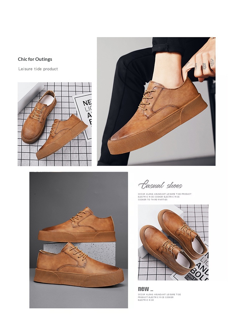 Retro Men's Lace-up Sneakers With Thick Soles Casual Shoes_voghion.com