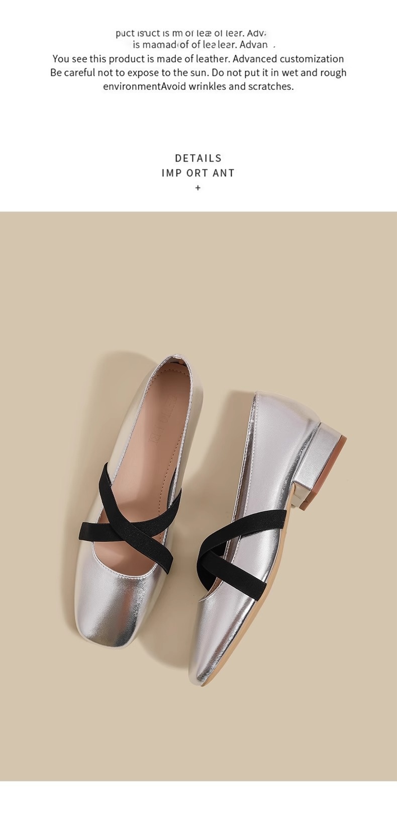Silberne Mary Jane Ballettschuhe Für Damen Mit Eckiger Kappe_voghion.com