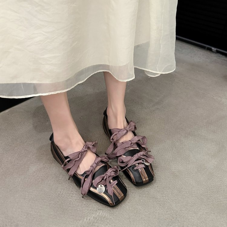 Women's Square Toed Ballet Dance Shoes With Bow Tie Soft Sole_voghion.com