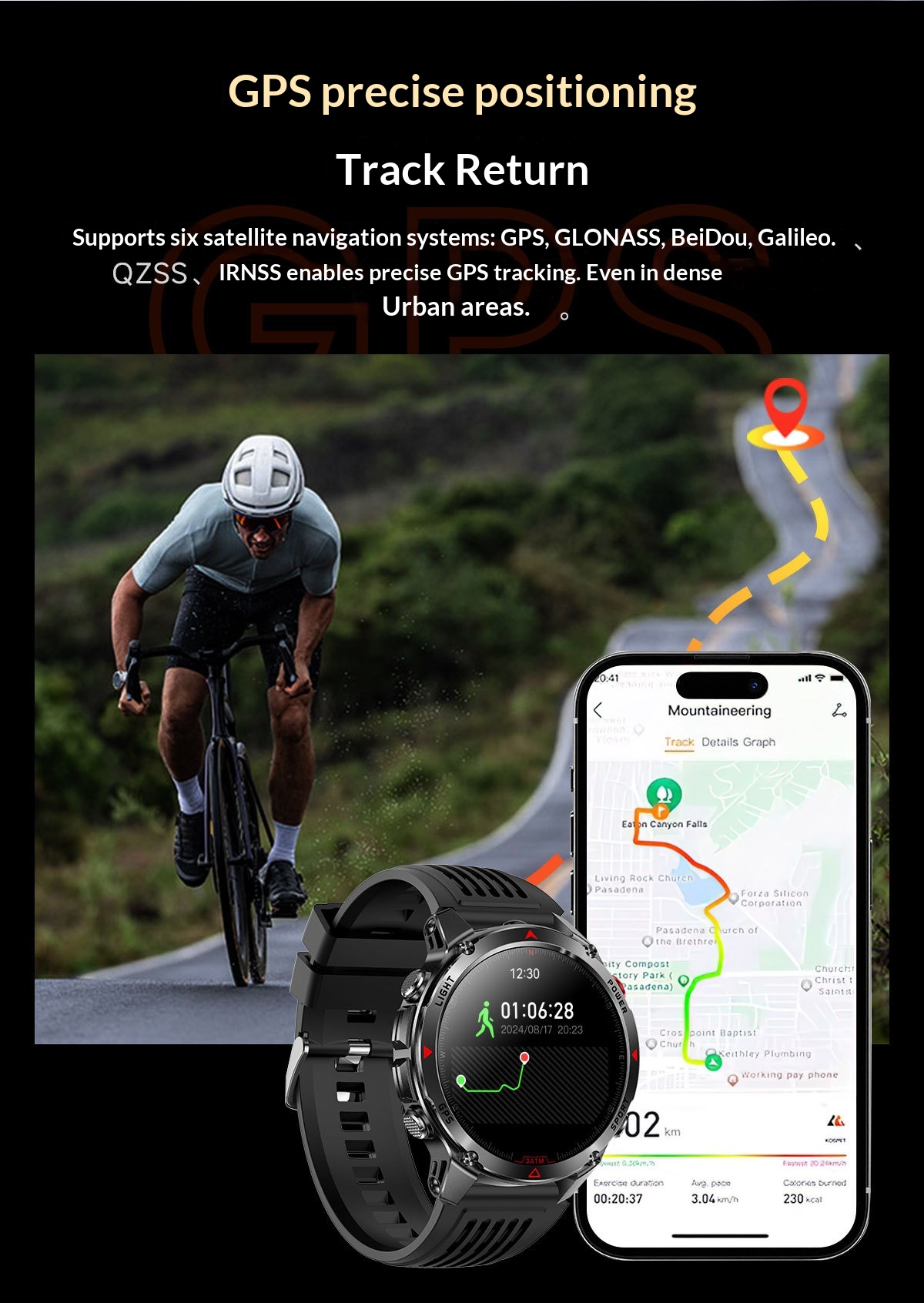 Smartwatch gps con chiamate bluetooth e torcia integrata_voghion.com
