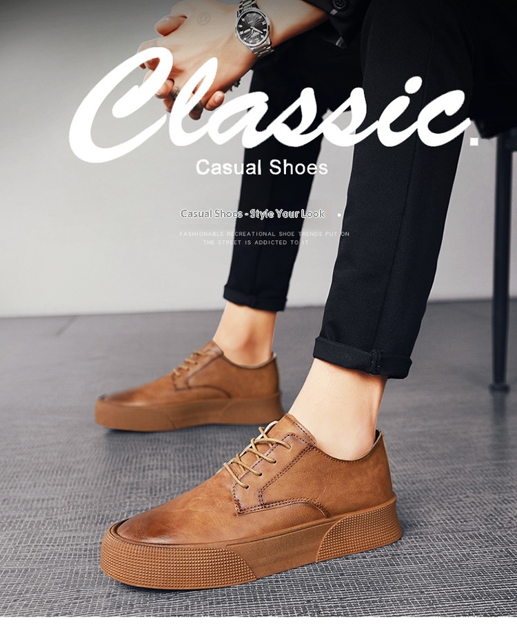 Retro Men's Lace-up Sneakers With Thick Soles Casual Shoes_voghion.com
