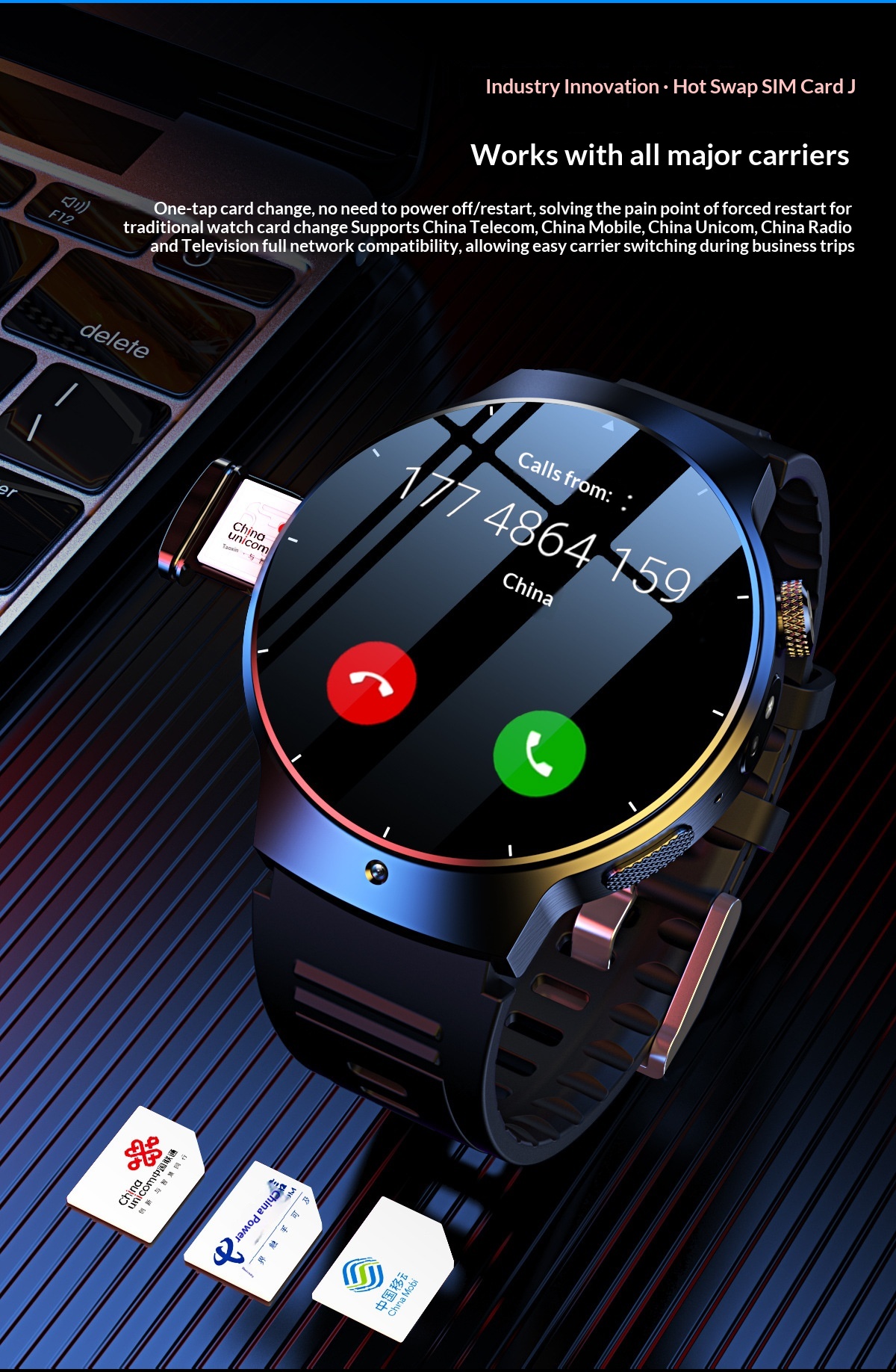Orologio con SIM card, piena compatibilità di rete, chiamate Bluetooth, telecomando a infrarossi, Smart Factory Store, 5G_voghion.com